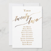 Gold Elegant Script Tabel Nummer 22 Zitplaatsen Gr Kaart (Voorkant)