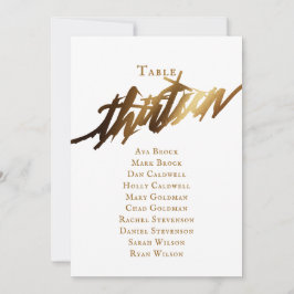 Gold Elegant Script Table Number 13 Seating Chart Kaart