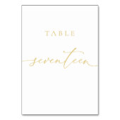 Gold Elegant Script Table Number zeventien Kaart (Achterkant)