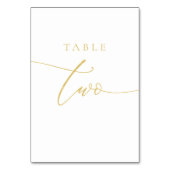Gold Elegant Script Table Nummer Twee Kaart (Achterkant)