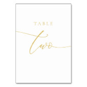 Gold Elegant Script Table Nummer Twee Kaart (Voorkant)