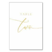 Gold Elegant Script Table Nummer Twee
