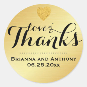 Gold Elegant Script Wedding Bedankt Sticker