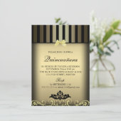 Gold Elegant Stripe Quinceañera Party Uitnodigen Kaart (Staand voorkant)