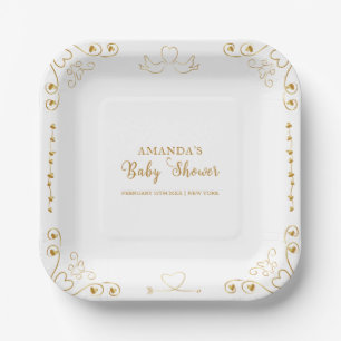 Gold Elegant Sweetheart Valentijn Baby shower Papieren Bordje