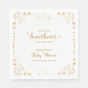 Gold Elegant Sweetheart Valentijn Baby shower Servet
