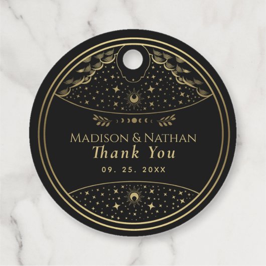 Gold Elegant Tarot Card Wedding Favor Labels (Achterkant)