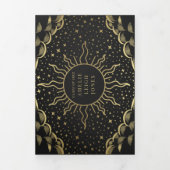 Gold Elegant Tarot Foto Graduparty Drieluik Uitnodiging (Cover)