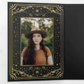 Gold Elegant Tarot Foto Graduparty Drieluik Uitnodiging (Binnenzijde eerst)