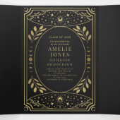 Gold Elegant Tarot Foto Graduparty Drieluik Uitnodiging (Binnenkant midden)