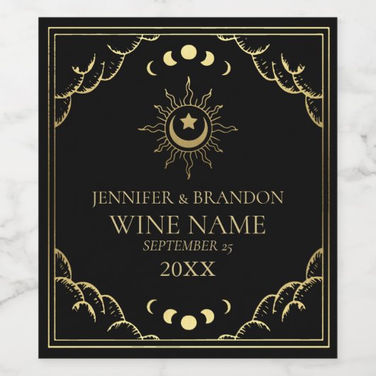 Gold Elegant Tarot Kaart Weddenschap Wine Label Wijn Etiket (Enkel label)