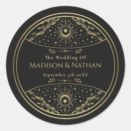 Gold Elegant Tarot Wedding Classic Round Sticker