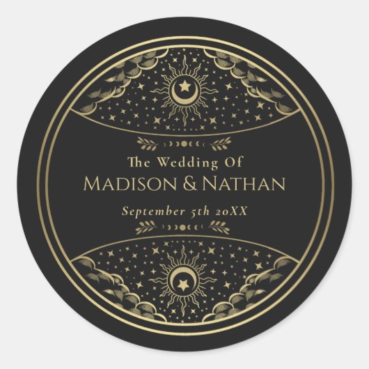 Gold Elegant Tarot Wedding Classic Round Sticker (Voorkant)