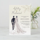 Gold Elegant Traditional Calligraphy Wedding Kaart (Staand voorkant)