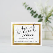 Gold elegant verplaatste kantoor aankondigingskaart (Staand voorkant)