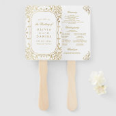 Gold elegant vintage bruiloft handwaaier (Voorkant en achterkant)
