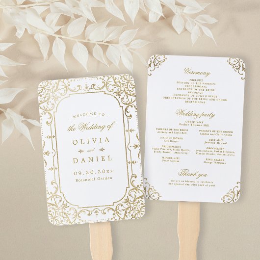 Gold elegant vintage bruiloft handwaaier