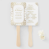Gold elegant  vintage bruiloft handwaaier (Voorkant en achterkant)