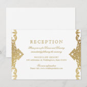 Gold elegant  vintage bruiloft receptie kaart (Voorkant / Achterkant)