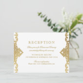 Gold elegant  vintage bruiloft receptie kaart (Staand voorkant)
