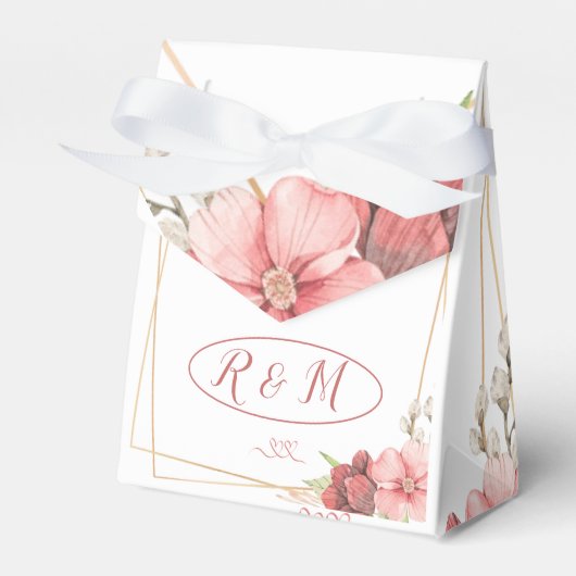 Gold Elegant Wedding Bedankdoosjes (Voorkant Zijde)