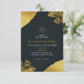 Gold Elegant Wedding Invitation Kaart (Staand voorkant)