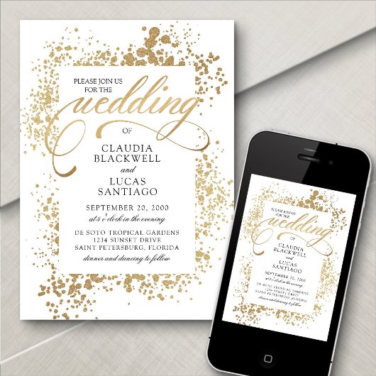 Gold Elegant Wedding Kaart