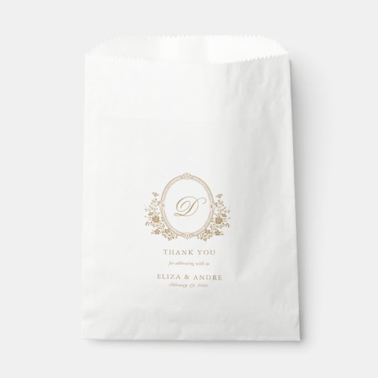 Gold Elegant Wedding Monogram Favor Bag Bedankzakje (Voorkant)
