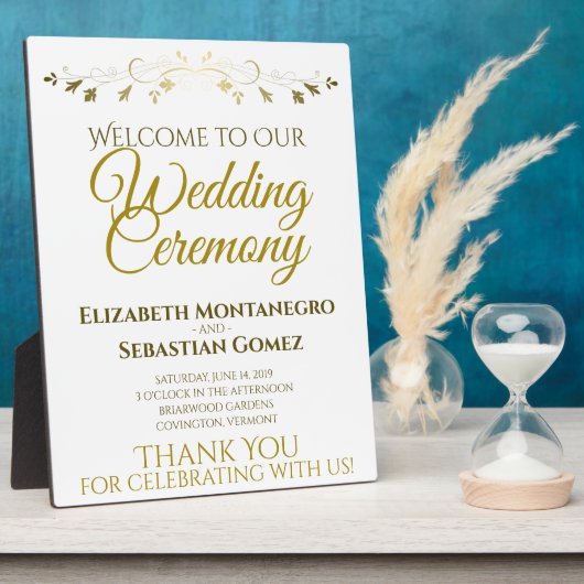 Gold Elegant Wedding Welcome Plaque Fotoplaat (Zijkant)