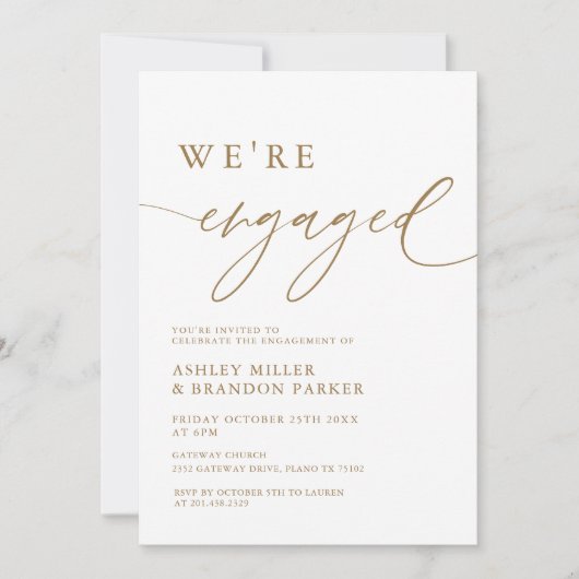 Gold Elegant Wij zijn een Engaged Party Kaart (Voorkant)