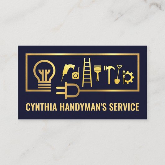 Gold elektrische Handyman Tools Lijst Visitekaartje (Voorkant)