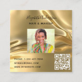 Gold-elektronische profielfoto qr-code vierkante visitekaartje (Achterkant)