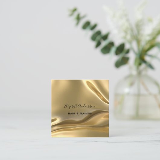 Gold-elektronische profielfoto qr-code vierkante visitekaartje (Staand voorkant)