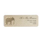 Gold Elephant Craft Paper Weduwingadres Etiket (Voorkant)