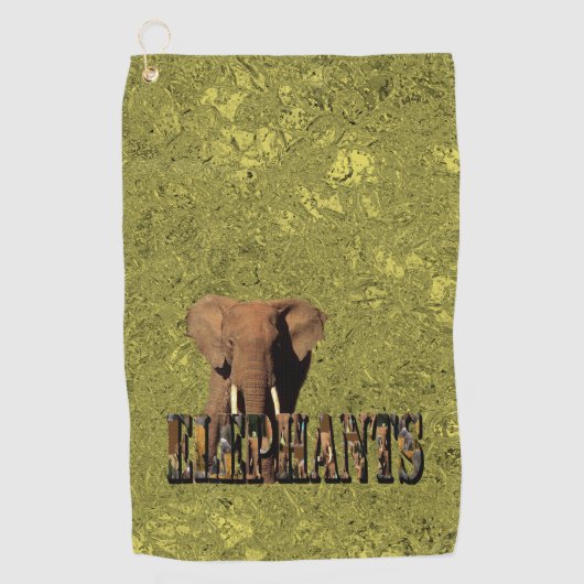 Gold Elephant Design Golfhanddoek (Voorkant)