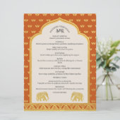 Gold Elephant Indian & Hindu Wedding Program Card Programmakaart (Staand voorkant)
