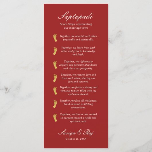 Gold Elephant Indian & Hindu Wedding Program Kaart (Achterkant)