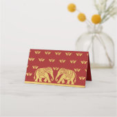 Gold Elephant & Lotus Flower Wedding Escort Naam Plaatskaartje (Achterkant)