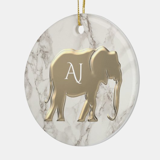 Gold Elephant Marble Monogramed Keramisch Ornament (Links)