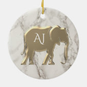Gold Elephant Marble Monogramed Keramisch Ornament (Achterkant)