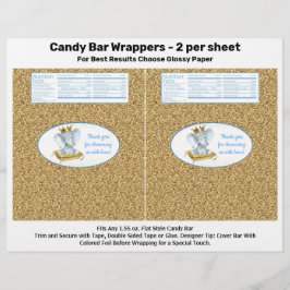 Gold Elephant Prince Baby shower Snoep Bar Wrapper Flyer