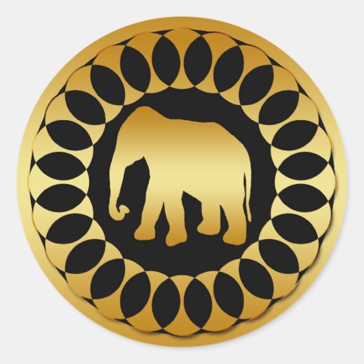 GOLD ELEPHANT RONDE STICKER (Voorkant)