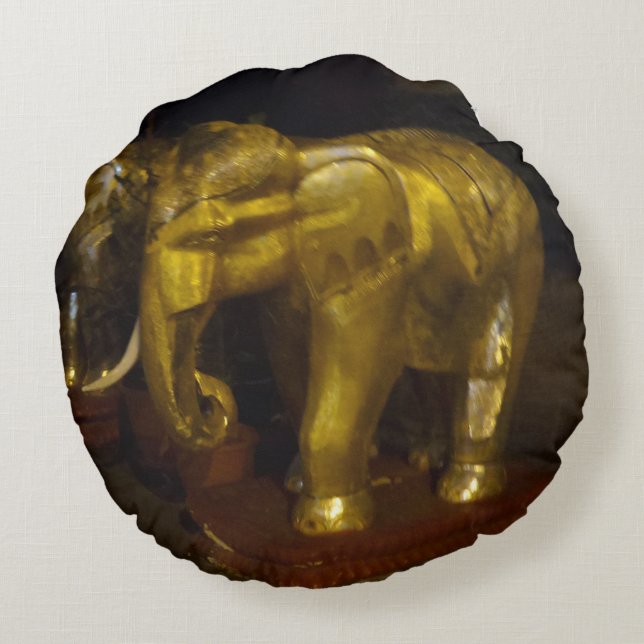 Gold Elephant Round Pillow Rond Kussen (Achterkant)