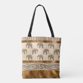  Gold Elephant Tiger Chic Stylish Monogram Tote Bag (Achterkant)