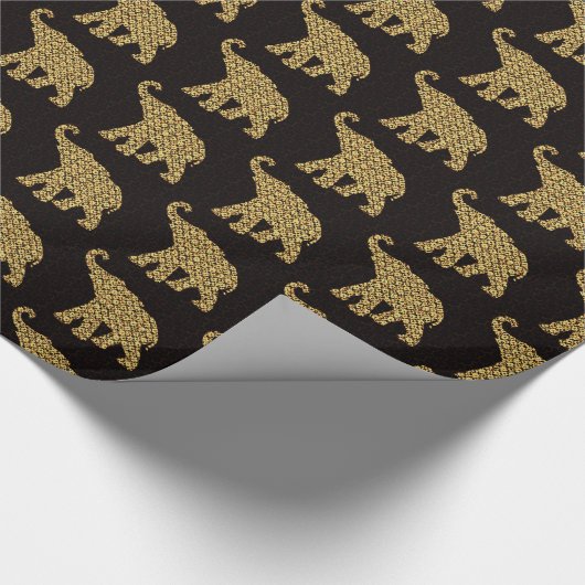 Gold Elephants - Goud en zwart Cadeaupapier (Hoek)