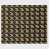 Gold Elephants - Goud en zwart Cadeaupapier (Vlak)