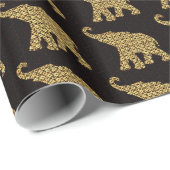 Gold Elephants - Goud en zwart Cadeaupapier (Rol Hoek)