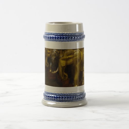 Gold Elephants Grey/Blue 22 oz Stein Bierpul (Center)