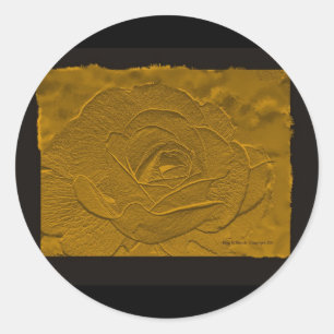Gold Emboss Look Roos Ronde Sticker
