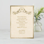 Gold Embossed Kijk Monogram Uitnodiging (Staand voorkant)